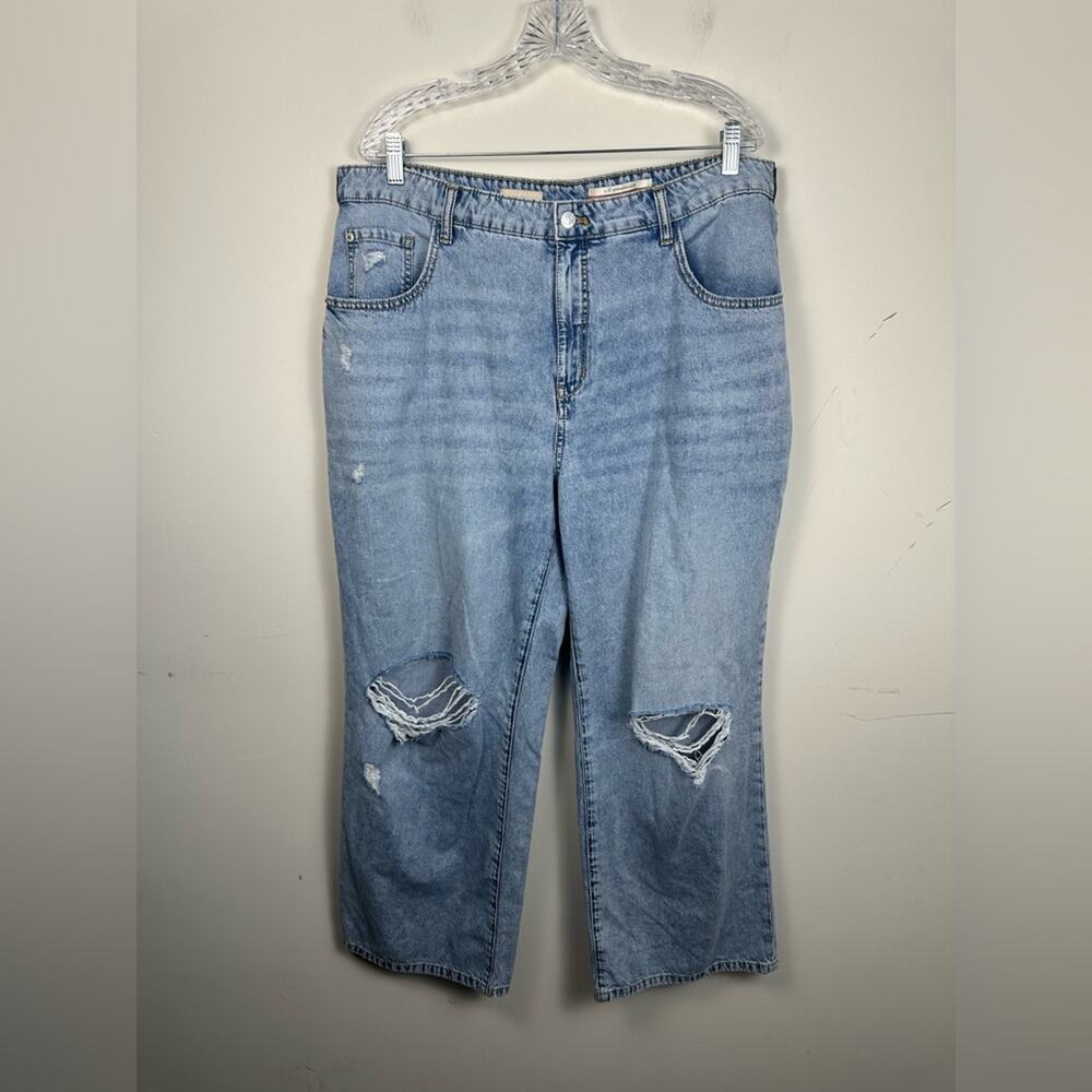 Pilcro Jeans Women 16W Light Blue Excellent Distressed Cropped Wide Leg Anthro